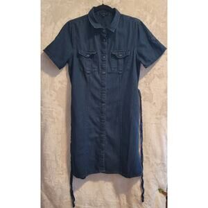 Velvet Heart Denim Shirt, Short Sleeve Button-Down Mini Dress Size Large